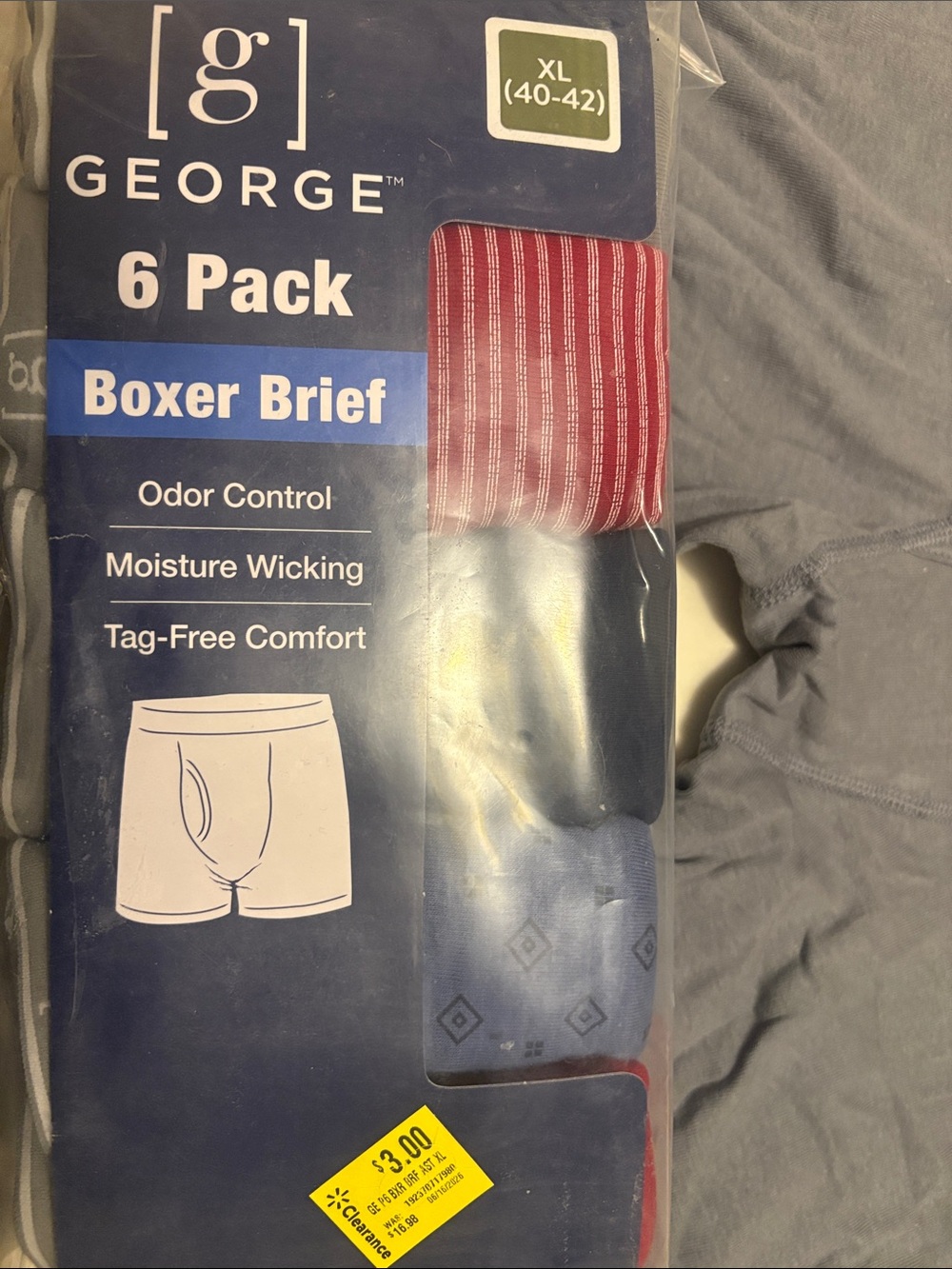 George Men's 6-Pack Boxer Briefs - Red & Blue